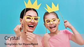  Presentation with mom daughter - Cool new slides with daughter girl with a paper backdrop and a coral colored foreground