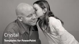  Presentation with kiss - Slides having paradox - daughter giving father cute kiss background and a gray colored foreground