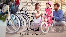  Presentation with family shopping - Amazing presentation theme having daughter having fun outdoor shopping backdrop and a coral colored foreground