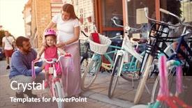  Presentation with family shopping - Amazing presentation design having daughter having fun outdoor shopping backdrop and a gray colored foreground