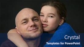  Presentation with black father - PPT theme with daughter hugging her father black background background and a navy blue colored foreground