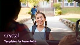  Presentation with daughter - Colorful presentation theme enhanced with daughter in front of school backdrop and a wine colored foreground