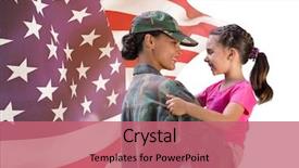  Presentation with usa flag and energy - PPT layouts with daughter in front of usa background and a coral colored foreground
