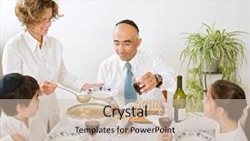  Presentation with passover - Presentation theme with daughter in seder celebrating passover background and a soft green colored foreground