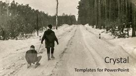  Presentation with 1950s - Slide deck having daughter in winter 1950 background and a mint green colored foreground