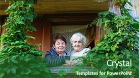  Presentation with daughter - Slide deck enhanced with daughter looking out the village background and a forest green colored foreground