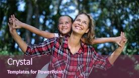  Presentation with reflection looking back to go forward - Audience pleasing presentation theme consisting of daughter looking up in back backdrop and a violet colored foreground