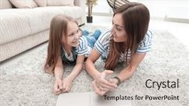  Presentation with mom and newborn - Audience pleasing presentation theme consisting of daughter lying on the carpet backdrop and a coral colored foreground