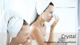  Presentation with daughter mother - Presentation theme consisting of daughter make a clay facial background and a coral colored foreground