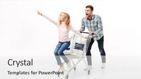  Presentation with shopping trolley - Cool new slides with daughter on a shopping trolley backdrop and a white colored foreground