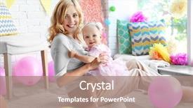  Presentation with first birthday - Amazing theme having celebration one year - portrait of happy mother backdrop and a coral colored foreground