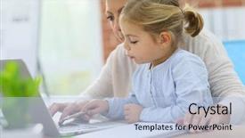 Presentation with working mother - Amazing presentation theme having daughter on her lap backdrop and a  colored foreground