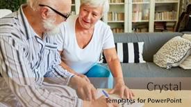  Presentation with geriatric - Slide deck with daughter-or-geriatric-nurse-helps background and a coral colored foreground