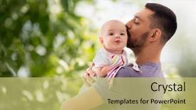  Presentation with happy baby - PPT layouts consisting of daughter over green natural background background and a yellow colored foreground