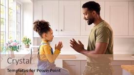  Presentation with leave - Presentation theme enhanced with daughter-playing-game-with-american background and a  colored foreground