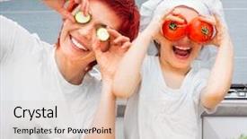  Presentation with daughter mother - Colorful PPT theme enhanced with daughter playing in the kitchen backdrop and a lemonade colored foreground