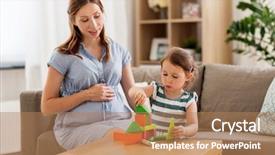  Presentation with pregnant mother - Slides having daughter playing with toy blocks background and a  colored foreground