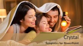  Presentation with light book - Colorful slides enhanced with daughter reading book with torch backdrop and a coral colored foreground