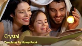  Presentation with light book - Beautiful PPT theme featuring daughter reading book with torch backdrop and a tawny brown colored foreground