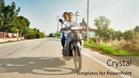  Presentation with motorbike - Cool new theme with daughter riding motorbike through rural backdrop and a coral colored foreground