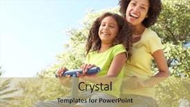  Presentation with seesaw - PPT theme enhanced with daughter riding on seesaw background and a yellow colored foreground