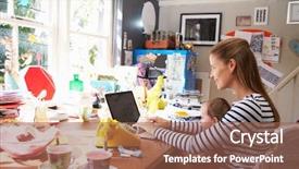  Presentation with children running - Presentation design enhanced with daughter running small business background and a violet colored foreground