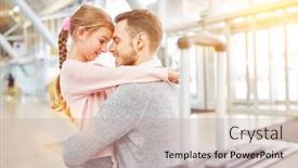  Presentation with saying goodbye - Slide set with daughter-saying-goodbye-to-father background and a soft green colored foreground