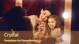  Presentation with hair dressing - Audience pleasing PPT layouts consisting of daughter sitting at dressing backdrop and a red colored foreground