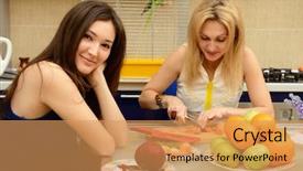  Presentation with displaying a happy mother cudd - PPT layouts featuring daughter teenager with her mother background and a yellow colored foreground