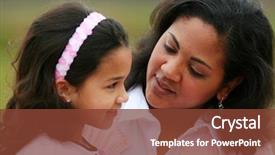  Presentation with mother and doula during labor - Colorful slides enhanced with daughter together laughing while talking backdrop and a tawny brown colored foreground