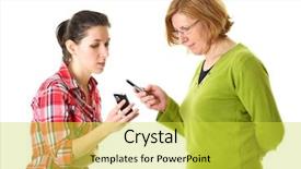  Presentation with mobile phones and hospital - PPT layouts consisting of daughter use their mobile background and a  colored foreground