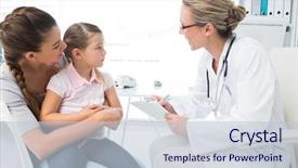  Presentation with doctor visiting family a new born - Slide set with daughter visiting female doctor background and a lemonade colored foreground