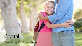  Presentation with school district - Presentation design with daughter walking to school background and a mint green colored foreground