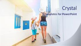  Presentation with love mother - Slide set enhanced with daughter walking typacal greek background and a  colored foreground