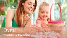  Presentation with eggs egg carton egg box - Theme enhanced with daughter with chocolate easter egg background and a coral colored foreground