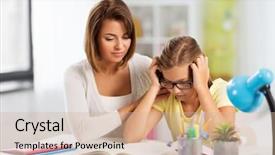  Presentation with task - Amazing slides having daughter with difficult homework task backdrop and a soft green colored foreground