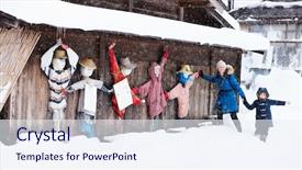  Presentation with family heritage - Beautiful presentation theme featuring daughter with funny scarecrow backdrop and a sky blue colored foreground