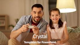  Presentation with entertainment - PPT layouts enhanced with daughter with gamepads playing video background and a red colored foreground