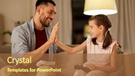  Presentation with entertainment - Amazing slide deck having daughter with gamepads playing video backdrop and a red colored foreground