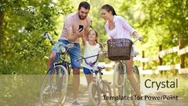  Presentation with iot agriculture technology concept man - PPT layouts consisting of daughter with smartphone and bicycles background and a yellow colored foreground