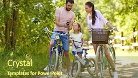  Presentation with iot agriculture technology concept man - Beautiful presentation featuring daughter with smartphone and bicycles backdrop and a tawny brown colored foreground
