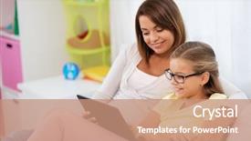  Presentation with transport and future technology concept - Beautiful PPT layouts featuring daughter with tablet pc computer backdrop and a  colored foreground