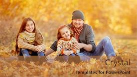  Presentation with autumn leaves - Slides having daughters-and-father-in-autumn background and a gold colored foreground