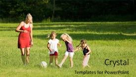  Presentation with north america - PPT theme with daughters playing football well soccer background and a yellow colored foreground