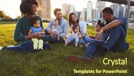  Presentation with families - Slides with daughters sitting on lawn background and a tawny brown colored foreground