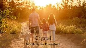  Presentation with nature - Presentation theme consisting of daughters-with-father-and-dog background and a gold colored foreground