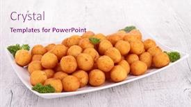  Presentation with potato - Colorful presentation enhanced with dauphine potato backdrop and a sky blue colored foreground