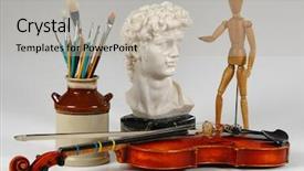  Presentation with david statue - Presentation with david statue - arts represented by music painting background and a light gray colored foreground