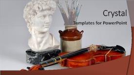  Presentation with david statue - Colorful presentation theme enhanced with david statue - arts represented by sculpture music backdrop and a  colored foreground