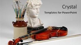  Presentation with david statue - Presentation theme consisting of david statue - representation of the arts background and a  colored foreground